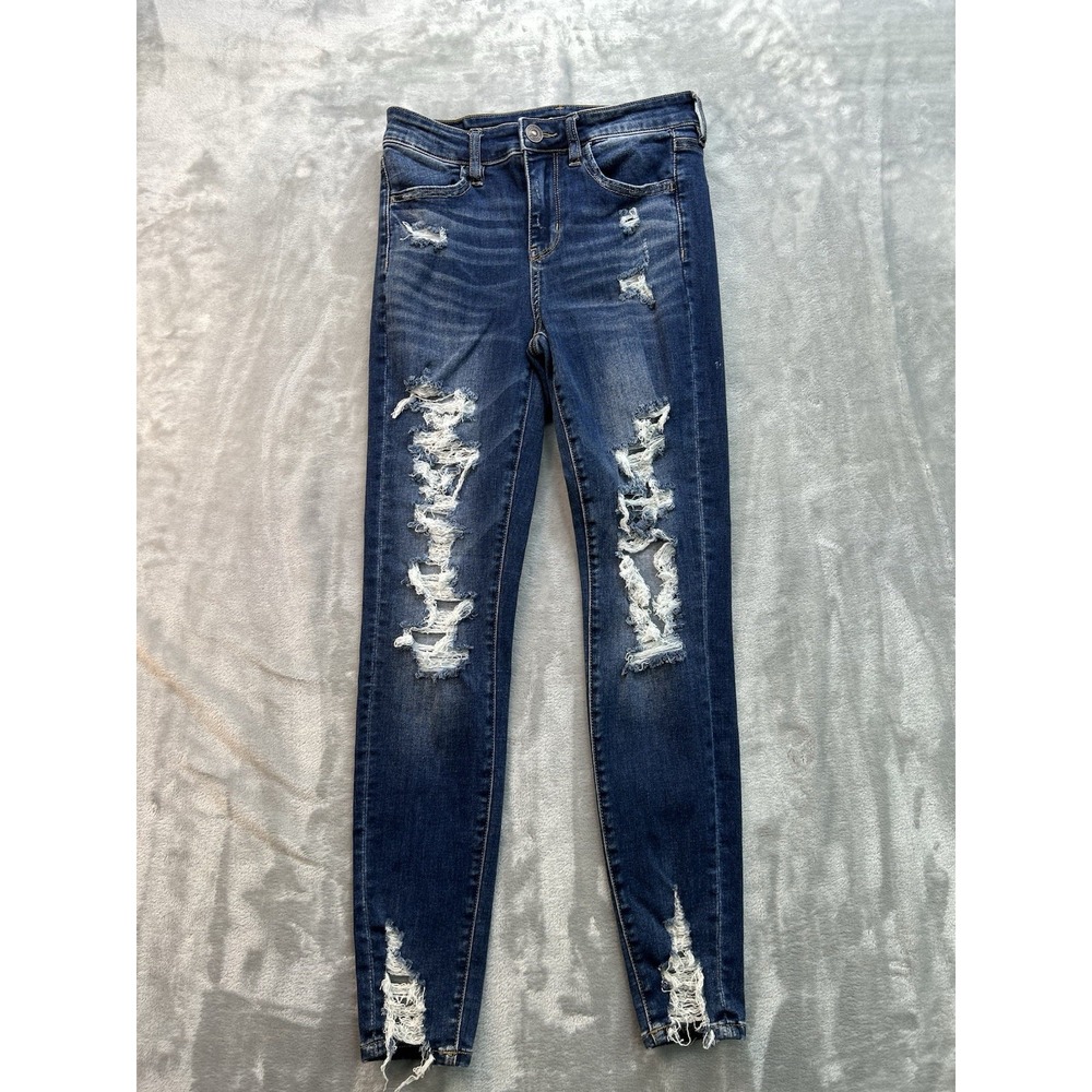American Eagle Jeans Womens Sz 4 Reg Blue Hi Rise Jegging Next Level Stretch